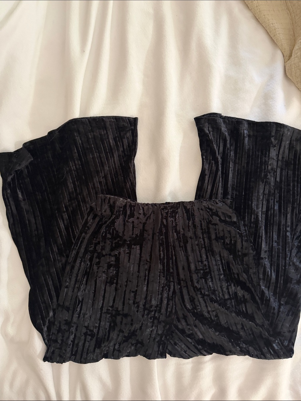 Free People Black Ribbed Wide-Leg Pants